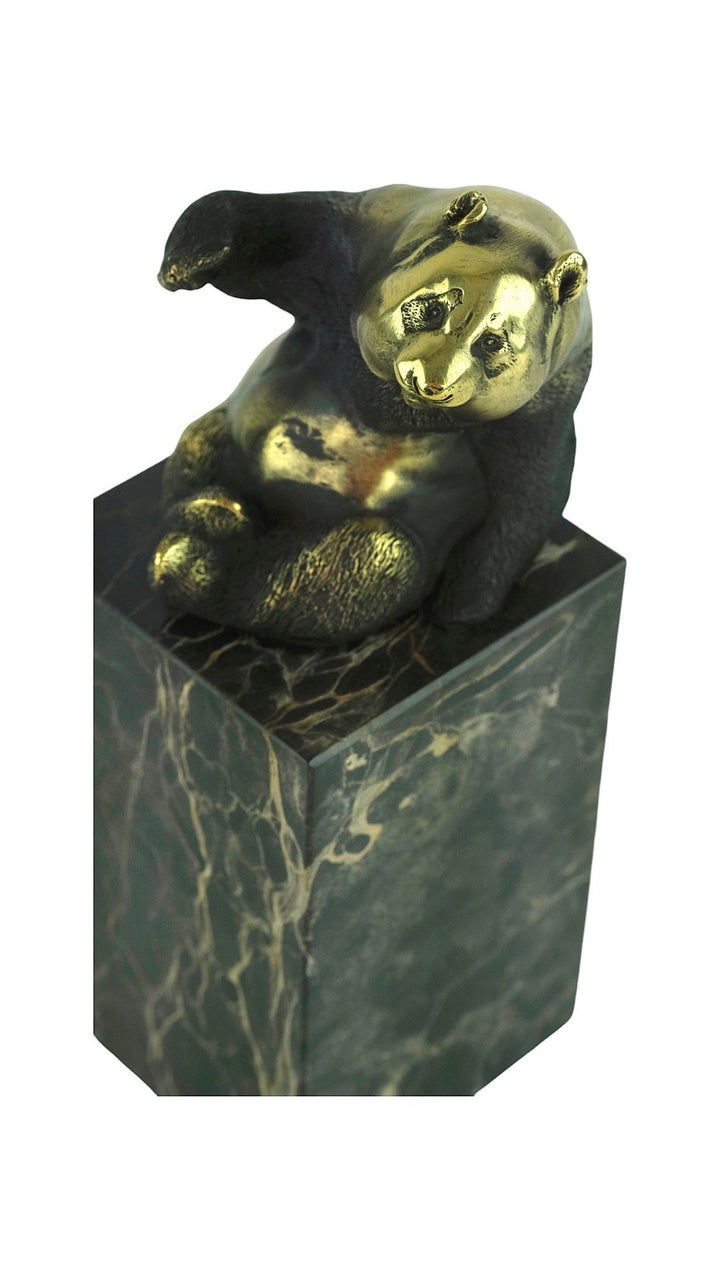 Bronze Panda Bear Sculpture on Marble Column by Milo Modern Bronze Animal Sculpture Panda Bear Lovers Gift Panda Bear Decoration Milo Statue