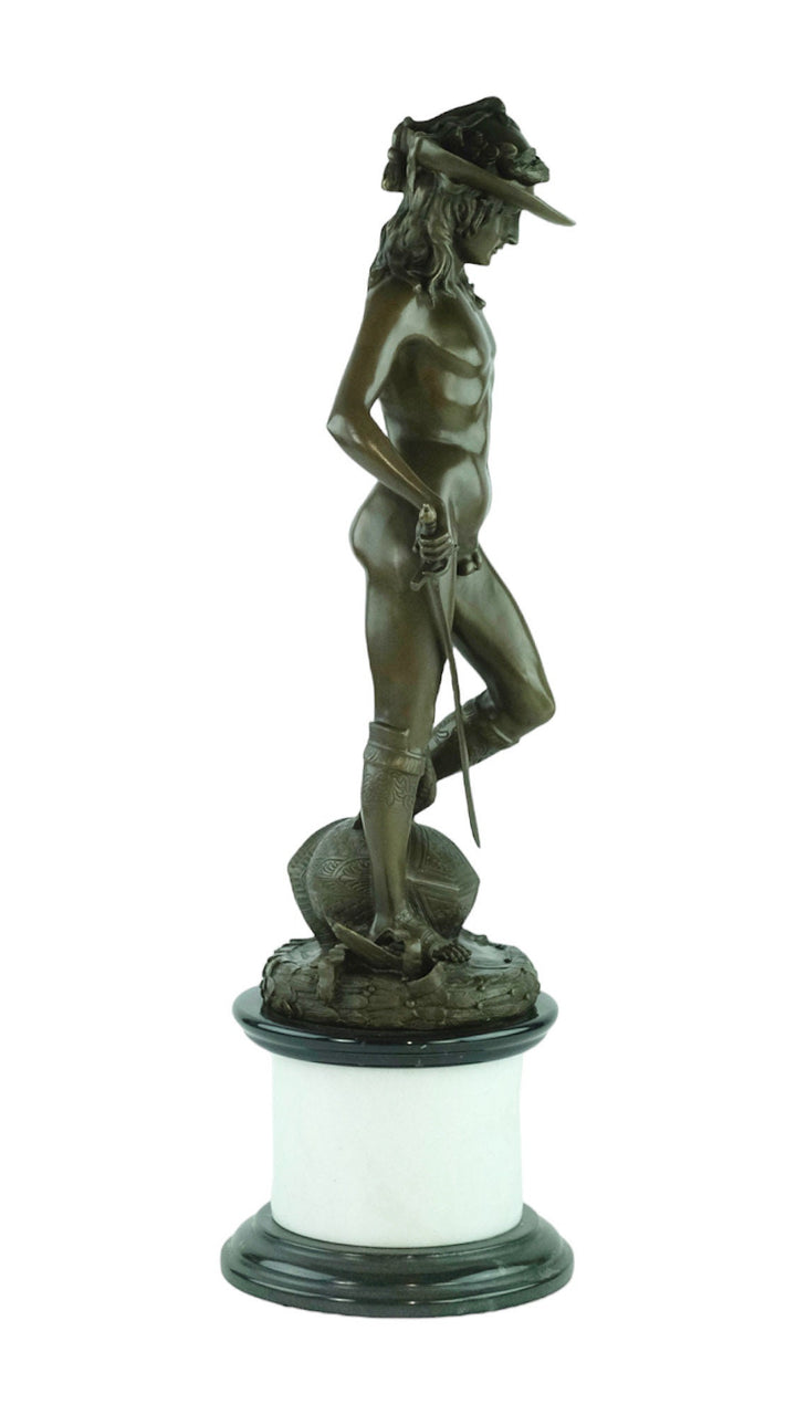 Large Bronze Sculpture of Davids' Victory over Goliath Bronze Mythology Statue Donatello David and Goliath Biblical Bronze Sculpture Art