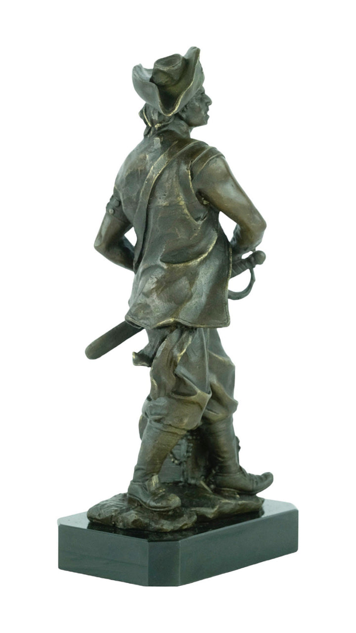 Bronze Sculpture of a Pirate with Treasure Chest and Sword Pirate Lovers Gift Pirate Decoration Bronze Art Statue Bronze Pirate Sculpture
