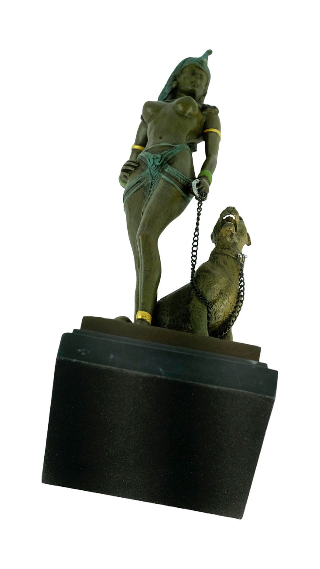 Bronze Sculpture of Cleopatra with a Panther Painted Bronze Statue Vienna Bronze Figurine Cleopatra Sculpture Classic Art Statue Panther Art