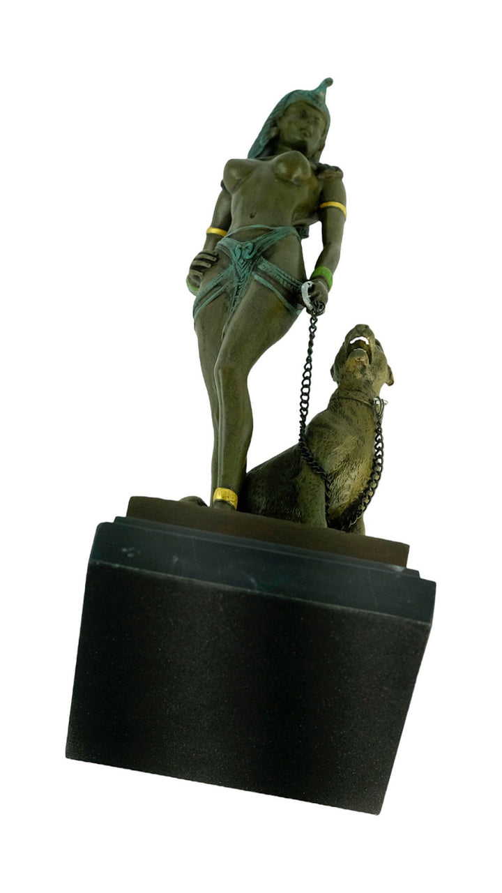 Bronze Sculpture of Cleopatra with a Panther Painted Bronze Statue Vienna Bronze Figurine Cleopatra Sculpture Classic Art Statue Panther Art