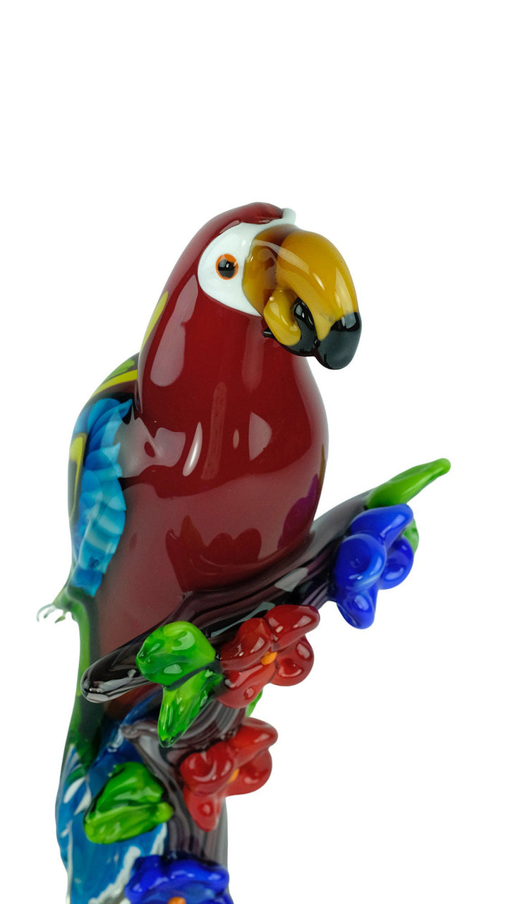 Large Glass Scarlet Macaw Sculpture in Murano Style Glass Parrot Statue Parrot Lovers Gift Animal Art Statue Italian Design Glass Figurine