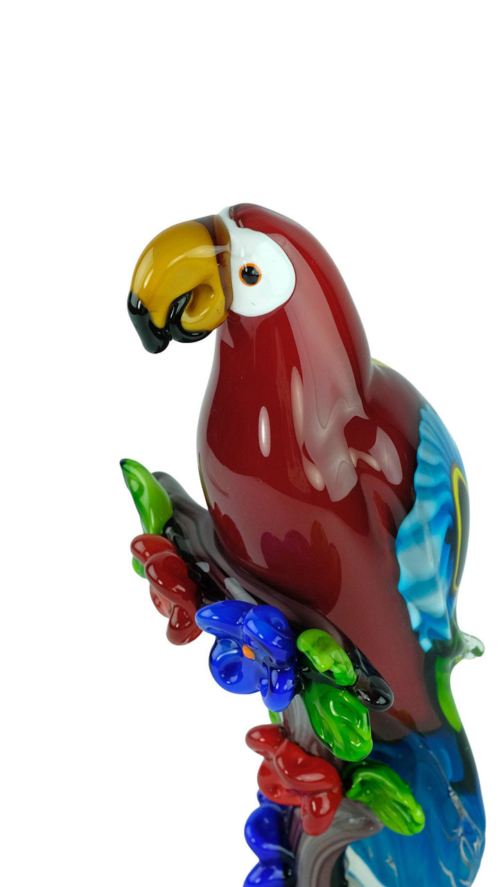 Large Glass Scarlet Macaw Sculpture in Murano Style Glass Parrot Statue Parrot Lovers Gift Animal Art Statue Italian Design Glass Figurine