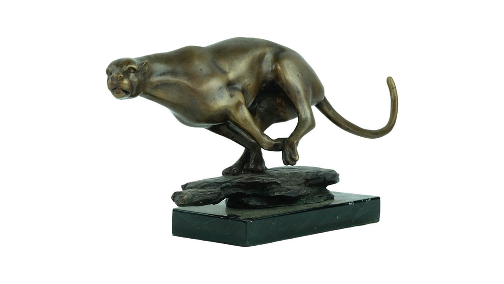Bronze Sculpture of a Running Jaguar Animal Art Statue Bronze Wildlife Sculpture Jaguar Sculpture Hunting Decoration Bronze Panther Statue