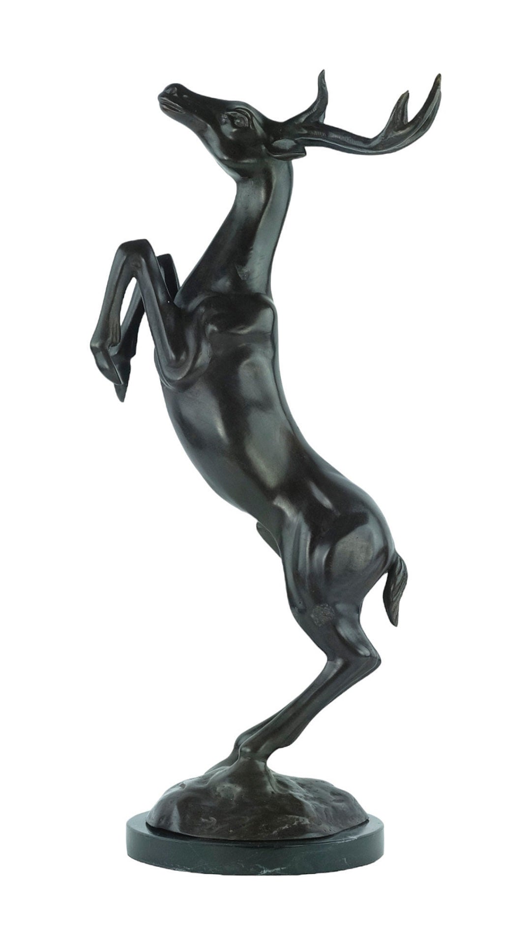 Bronze Sculpture of a Jumping Deer Animal Art Statue Bronze Deer Sculpture Wildlife Sculpture Hunting Decoration Bronze Hunting Sculpture
