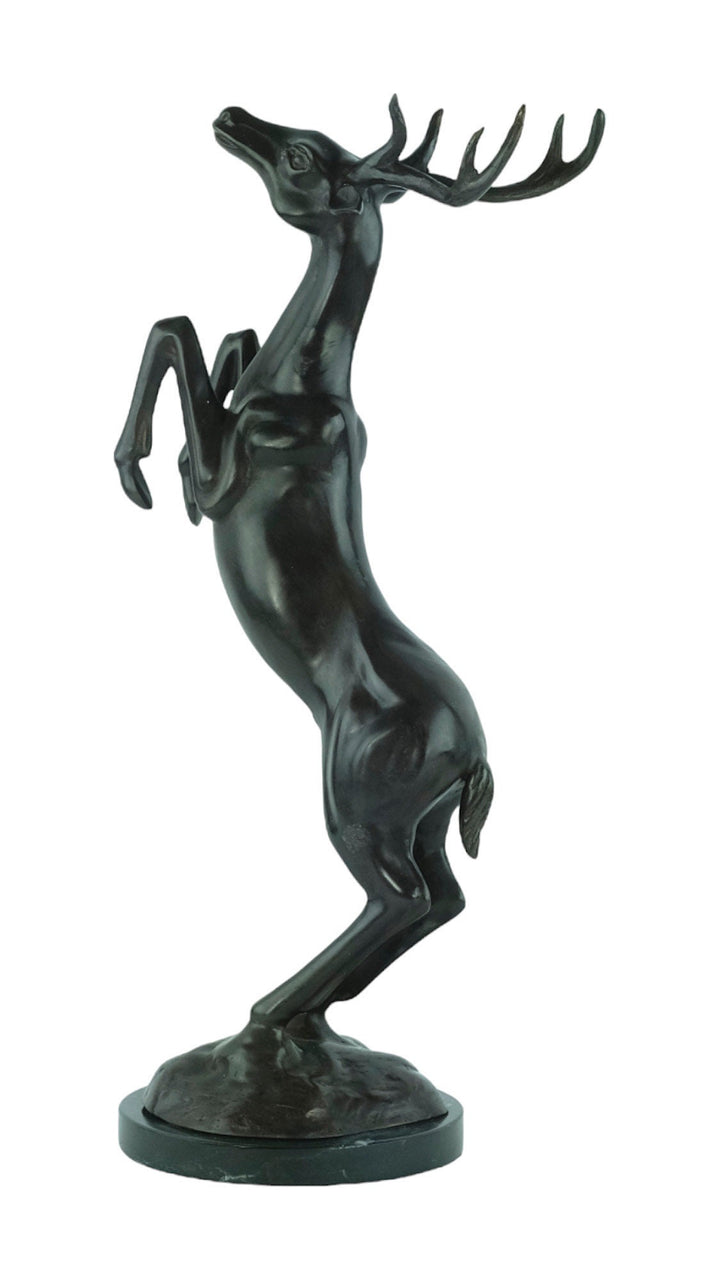 Bronze Sculpture of a Jumping Deer Animal Art Statue Bronze Deer Sculpture Wildlife Sculpture Hunting Decoration Bronze Hunting Sculpture