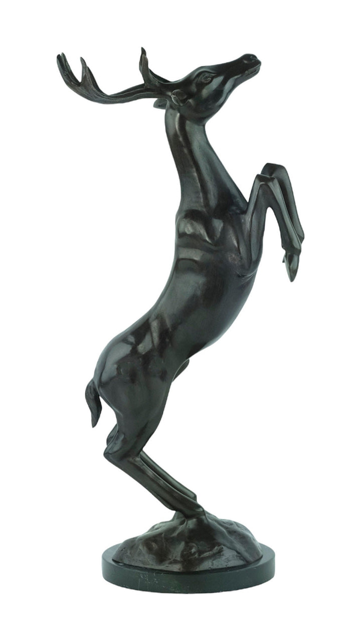 Bronze Sculpture of a Jumping Deer Animal Art Statue Bronze Deer Sculpture Wildlife Sculpture Hunting Decoration Bronze Hunting Sculpture