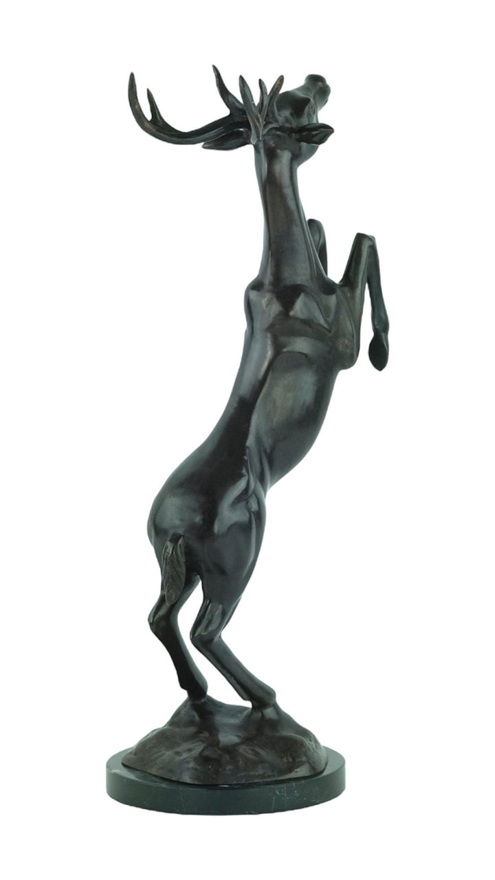 Bronze Sculpture of a Jumping Deer Animal Art Statue Bronze Deer Sculpture Wildlife Sculpture Hunting Decoration Bronze Hunting Sculpture