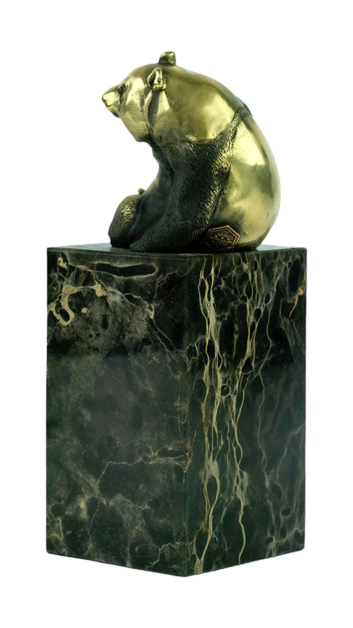 Bronze Panda Bear Sculpture on Marble Column by Milo Modern Bronze Animal Sculpture Panda Bear Lovers Gift Panda Bear Decoration Milo Statue