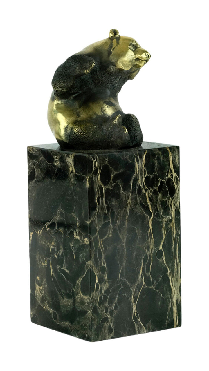 Bronze Panda Bear Sculpture on Marble Column by Milo Modern Bronze Animal Sculpture Panda Bear Lovers Gift Panda Bear Decoration Milo Statue