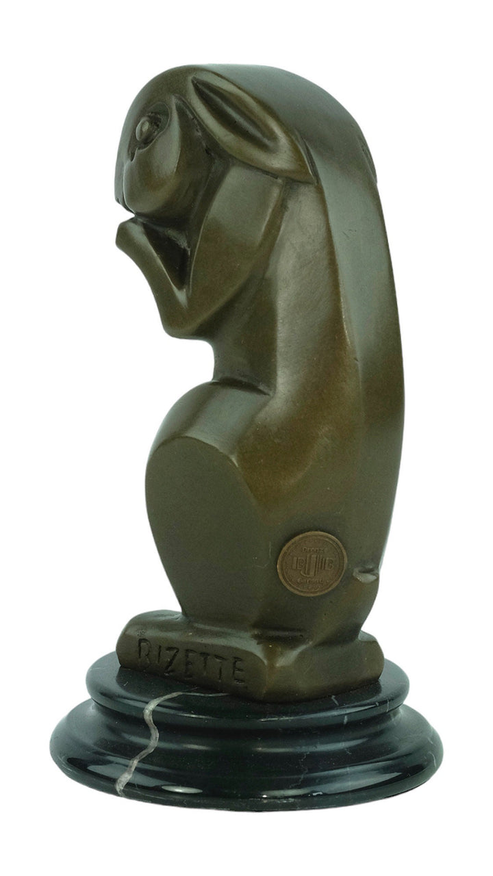 Bronze Rabbit Sculpture in Art Deco Style Animal Art Figurine Bronze Rabbit Statue Art Deco Bronze Sculpture Hunting Decoration Rabbit Art