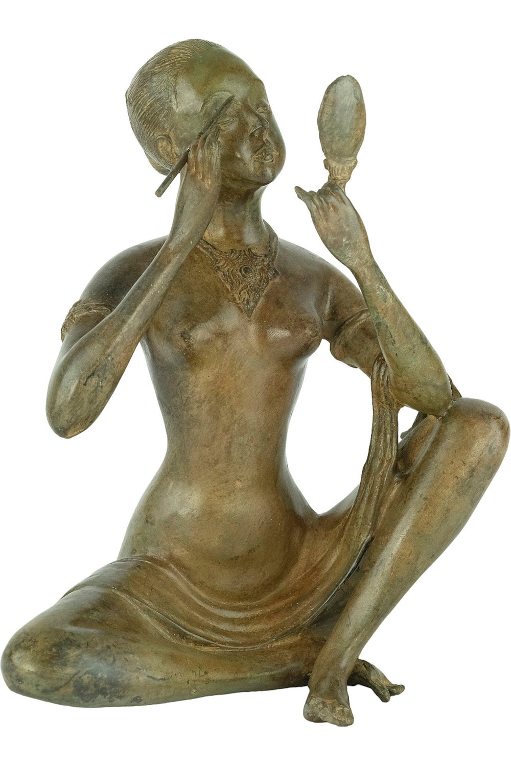 Bronze Sculpture of a Female Putting on Make-Up by the Pierre Chenet Foundry Art Deco Style Bronze Sculpture Art Deco Female Statue Art