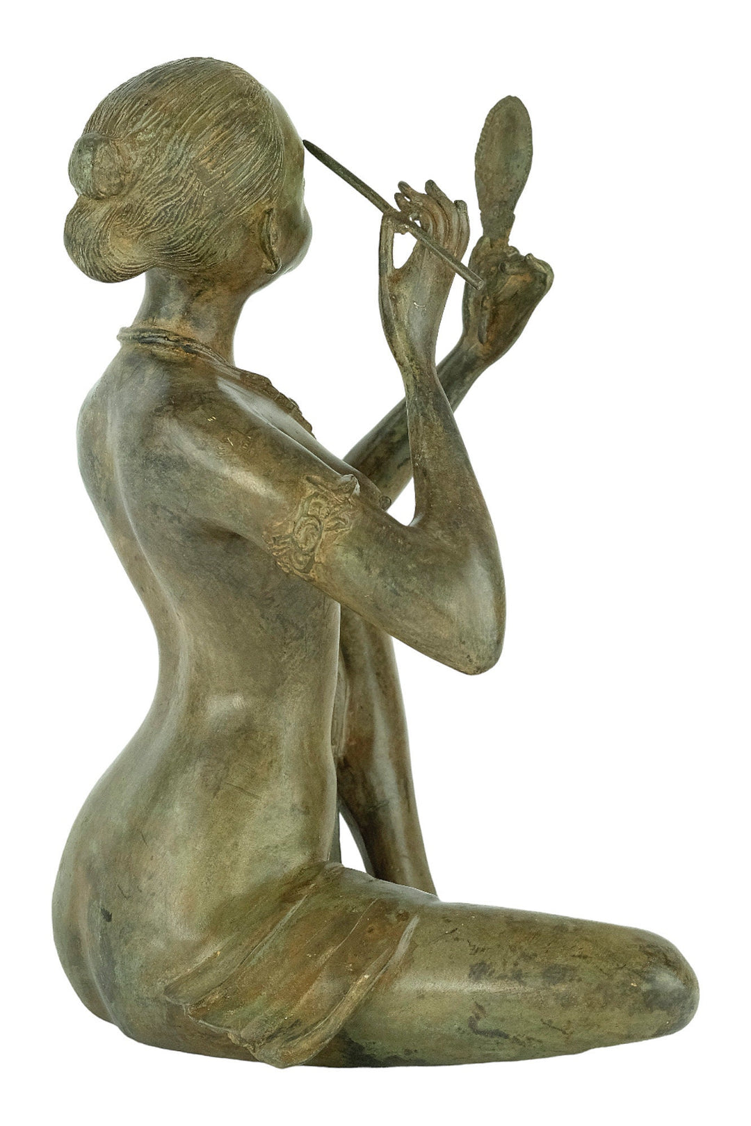 Bronze Sculpture of a Female Putting on Make-Up by the Pierre Chenet Foundry Art Deco Style Bronze Sculpture Art Deco Female Statue Art