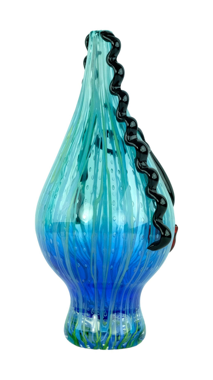 Abstract Glass Vase of a Winking Female with Curly Hair in Murano Style Decorative Vase Art Vase in Picasso Style Unique Vase in Glass