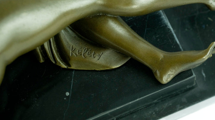 Large Bronze Sculpture of a Female with Antelope in Art Deco Style Bronze Art Statue Hunting Decoration Art Deco Statue Bronze Female Statue