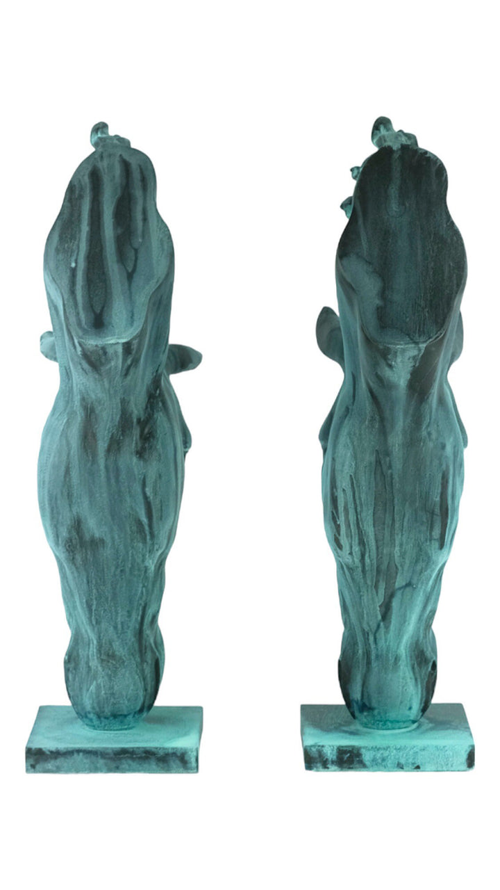 Pair of Bronze Drinking Horse Heads Bronze Horse Statues Animal Art Sculpture Outdoor Horse Sculptures Bronze Horse Head Sculpture Yard Art
