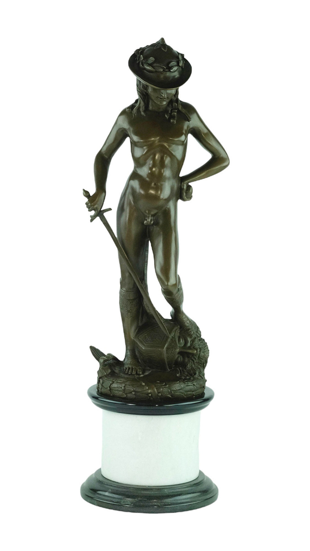 Large Bronze Sculpture of Davids' Victory over Goliath Bronze Mythology Statue Donatello David and Goliath Biblical Bronze Sculpture Art