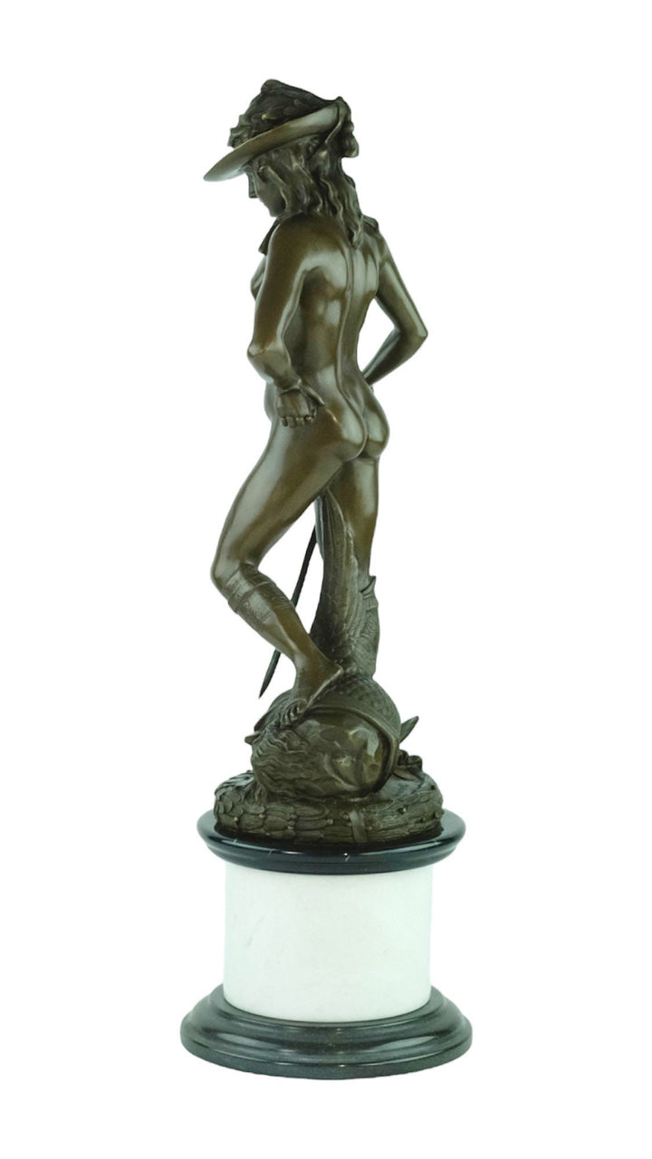 Large Bronze Sculpture of Davids' Victory over Goliath Bronze Mythology Statue Donatello David and Goliath Biblical Bronze Sculpture Art