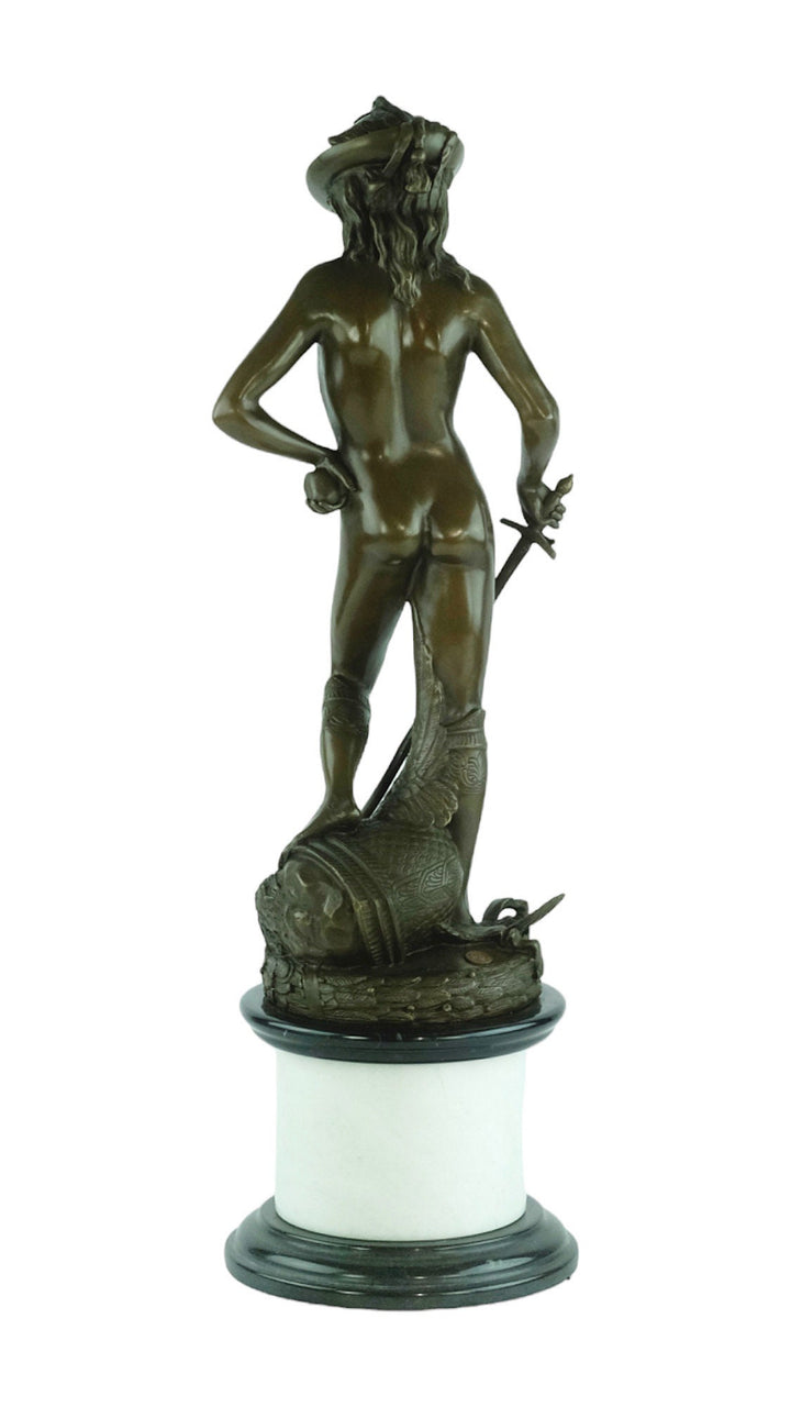 Large Bronze Sculpture of Davids' Victory over Goliath Bronze Mythology Statue Donatello David and Goliath Biblical Bronze Sculpture Art
