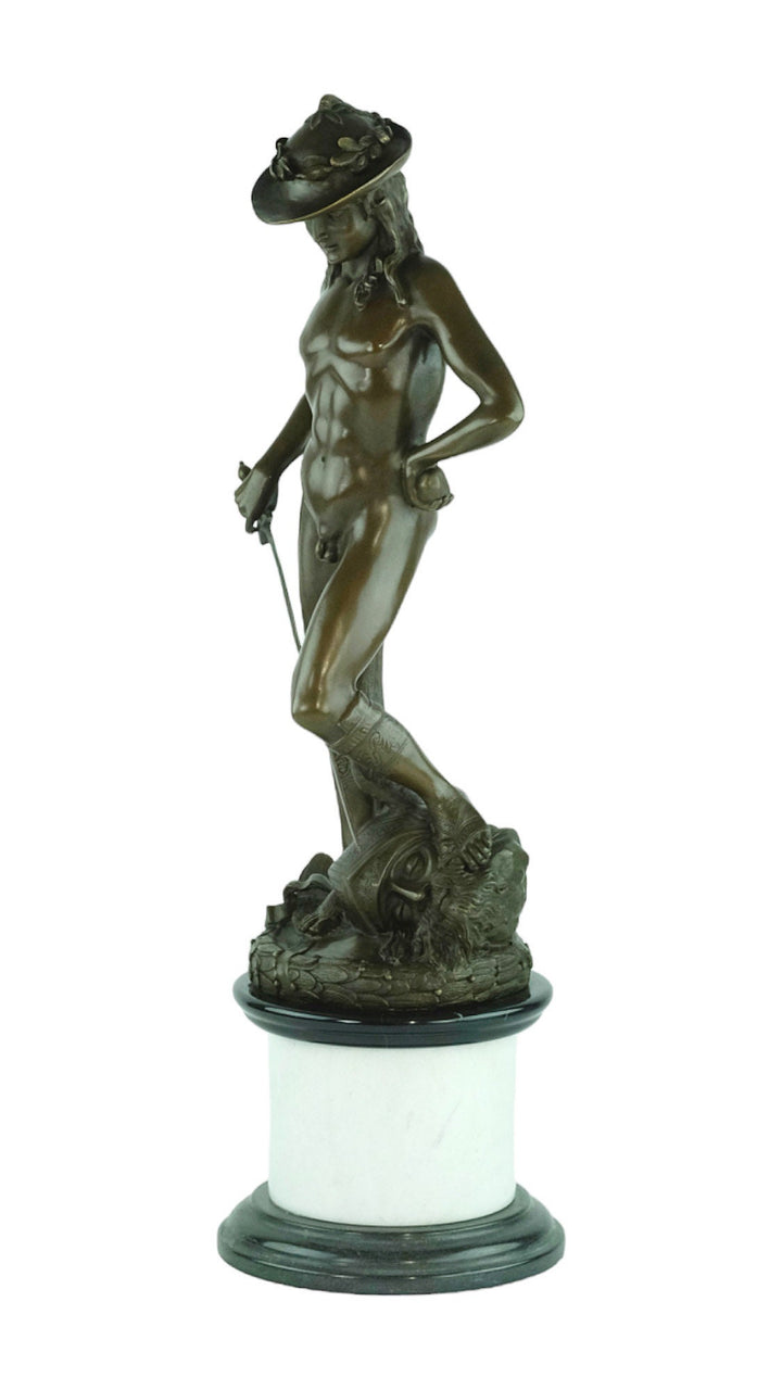 Large Bronze Sculpture of Davids' Victory over Goliath Bronze Mythology Statue Donatello David and Goliath Biblical Bronze Sculpture Art