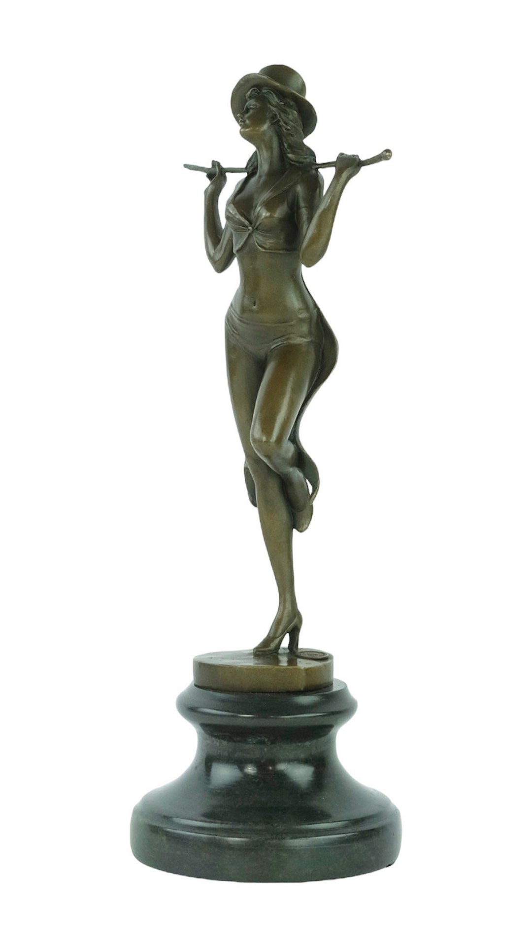 Bronze Sculpture of a Revue Dancer on Heart Shaped Base in Art Deco Style Bronze Dancer Statue Show Dancer Sculpture Dancer Gift Art Deco