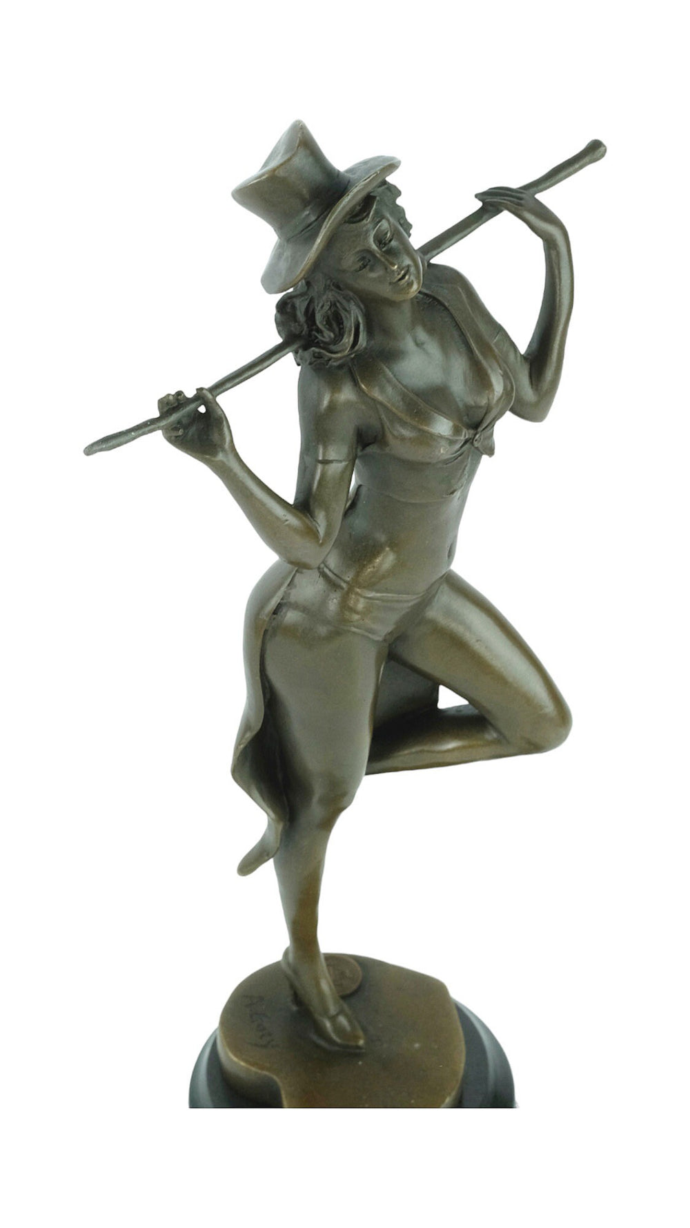 Bronze Sculpture of a Revue Dancer on Heart Shaped Base in Art Deco Style Bronze Dancer Statue Show Dancer Sculpture Dancer Gift Art Deco