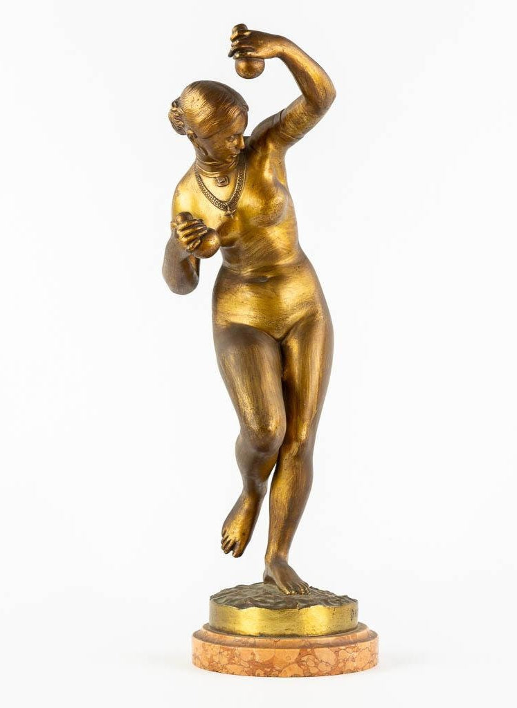 Antique Bronze Sculpture of a Dancing Female with Gould Shakers Bronze Female Statue French Antiques Dancing Female Sculpture Antique Art