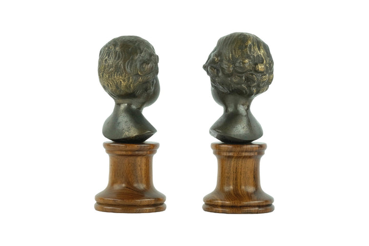 Set of Antique Bronze Busts of a Boy and Girl Bronze Antique Sculptures of Children Italian Sculptures Antique Decoration Boy and Girl Art
