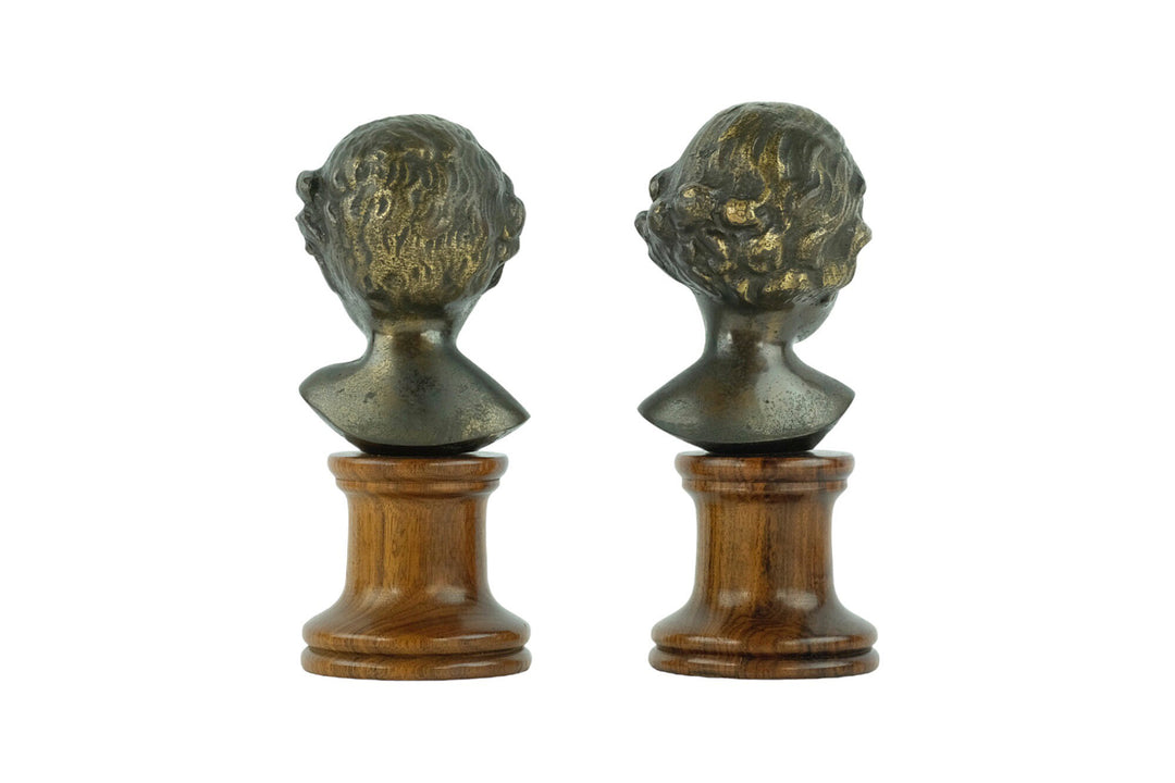 Set of Antique Bronze Busts of a Boy and Girl Bronze Antique Sculptures of Children Italian Sculptures Antique Decoration Boy and Girl Art
