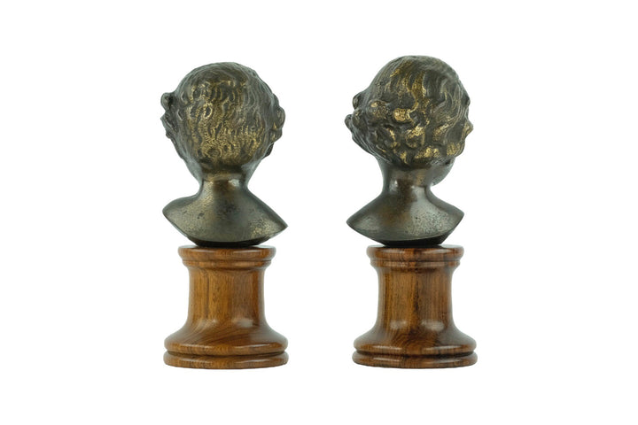 Set of Antique Bronze Busts of a Boy and Girl Bronze Antique Sculptures of Children Italian Sculptures Antique Decoration Boy and Girl Art