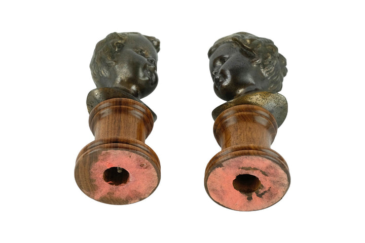 Set of Antique Bronze Busts of a Boy and Girl Bronze Antique Sculptures of Children Italian Sculptures Antique Decoration Boy and Girl Art