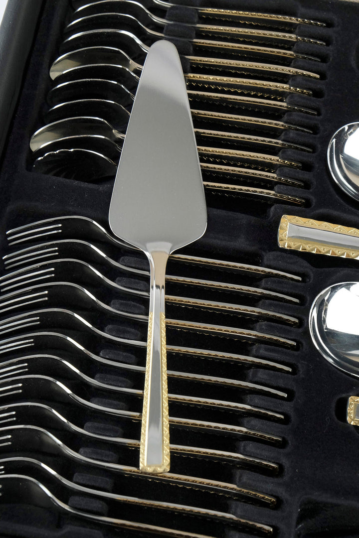 12 Persons Luxury Cutlery Set in Suitcase by SBS Solingen - 69 Pieces - 24 Carat Gold Plated Cutlery Set - German Cutlery Set by Solingen