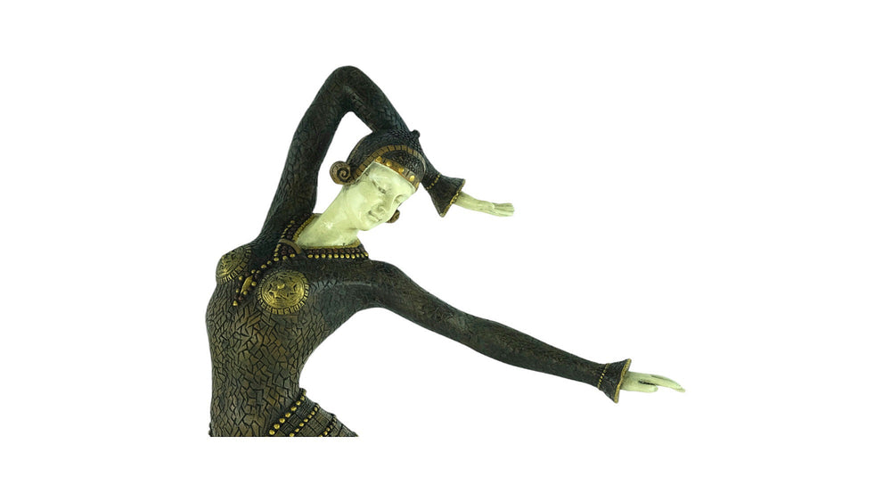 Bronze Dancer Sculpture in Chiparus Style Art Deco Bronze Dancer Statue Ayouta Cold Painted Sculpture Art Deco Sculpture Art Deco Female