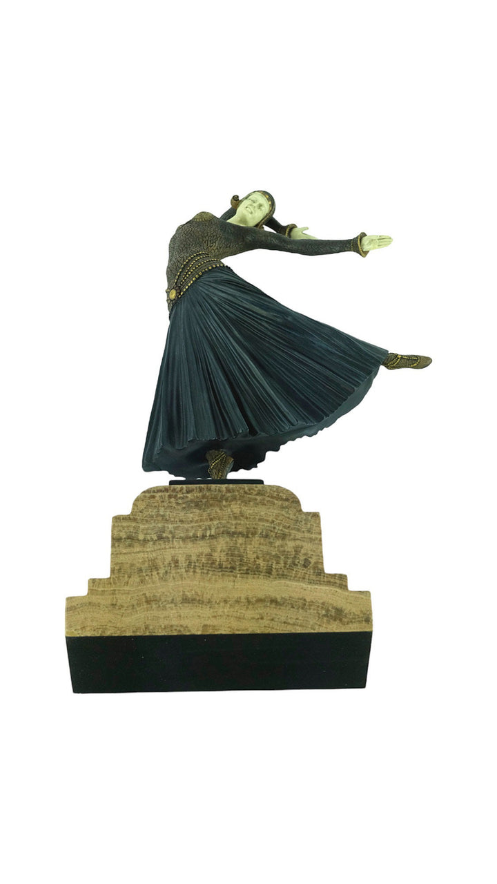 Bronze Dancer Sculpture in Chiparus Style Art Deco Bronze Dancer Statue Ayouta Cold Painted Sculpture Art Deco Sculpture Art Deco Female