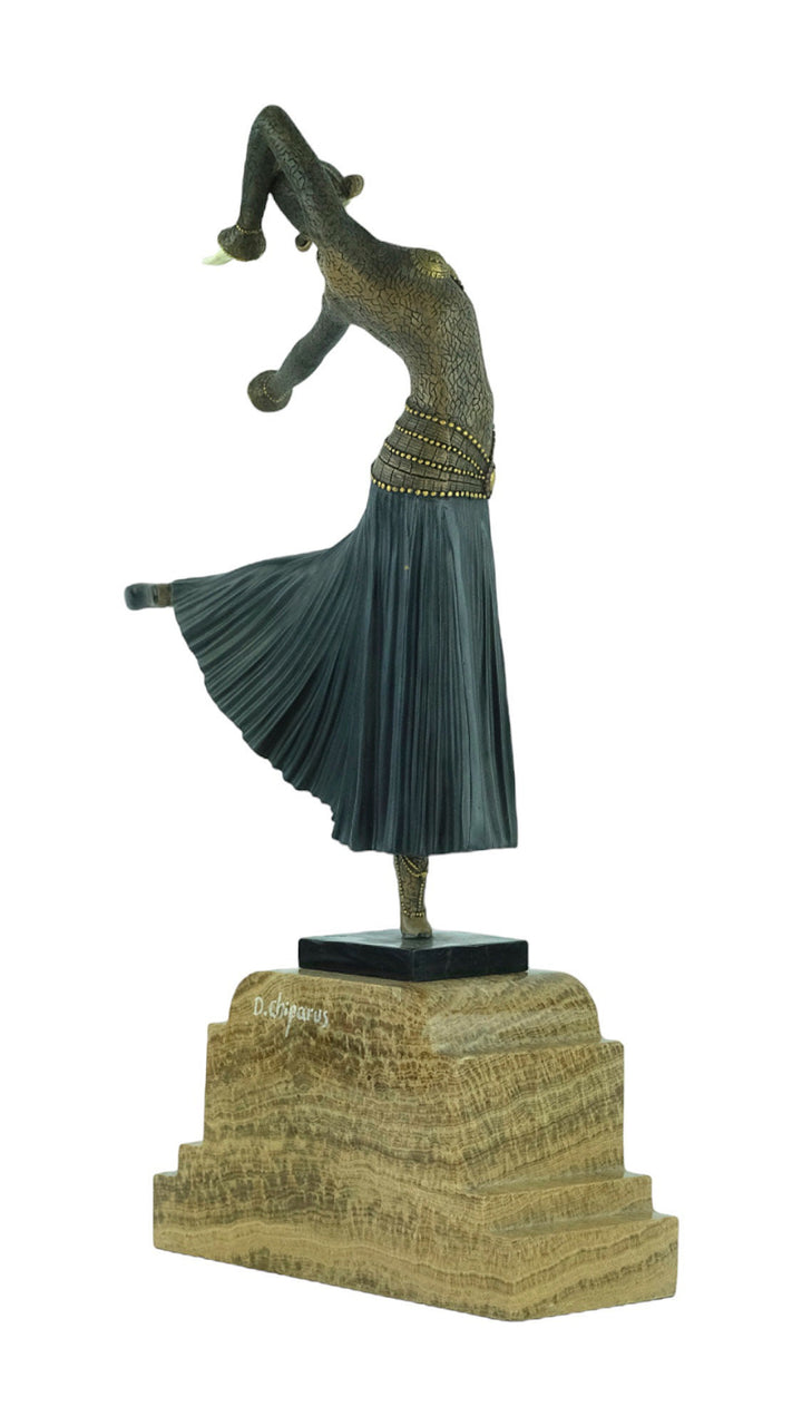 Bronze Dancer Sculpture in Chiparus Style Art Deco Bronze Dancer Statue Ayouta Cold Painted Sculpture Art Deco Sculpture Art Deco Female