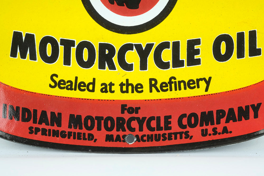 Metal with Enamel Advertising Sign of Indian Motorcycle Oil Garage Decoration Enamel Garage Sign Mancave Decoration Motorcycle Lovers Gift