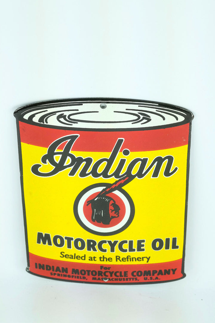 Metal with Enamel Advertising Sign of Indian Motorcycle Oil Garage Decoration Enamel Garage Sign Mancave Decoration Motorcycle Lovers Gift