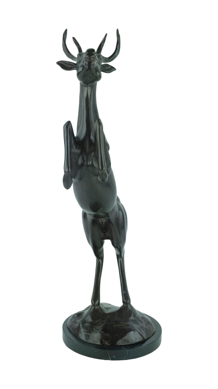 Bronze Sculpture of a Jumping Deer Animal Art Statue Bronze Deer Sculpture Wildlife Sculpture Hunting Decoration Bronze Hunting Sculpture