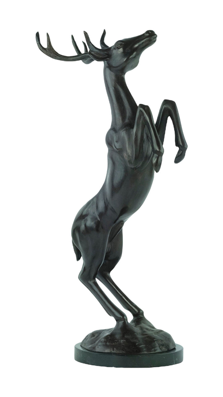 Bronze Sculpture of a Jumping Deer Animal Art Statue Bronze Deer Sculpture Wildlife Sculpture Hunting Decoration Bronze Hunting Sculpture