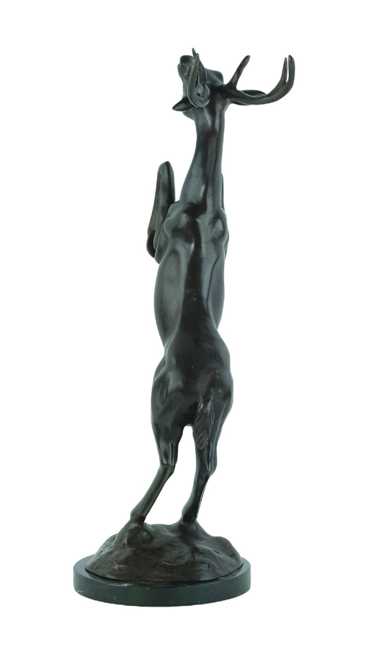 Bronze Sculpture of a Jumping Deer Animal Art Statue Bronze Deer Sculpture Wildlife Sculpture Hunting Decoration Bronze Hunting Sculpture