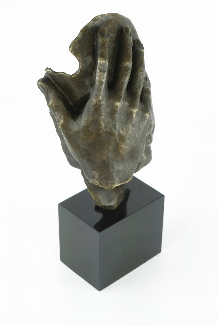 Modern Bronze Sculpture of a Hand Covering a Face Inspired by Salvador Dali Resignation Contemporary Art Statue Bronze Dali Sculpture Art