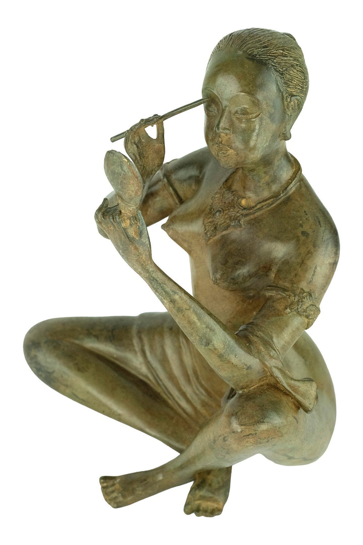 Bronze Sculpture of a Female Putting on Make-Up by the Pierre Chenet Foundry Art Deco Style Bronze Sculpture Art Deco Female Statue Art