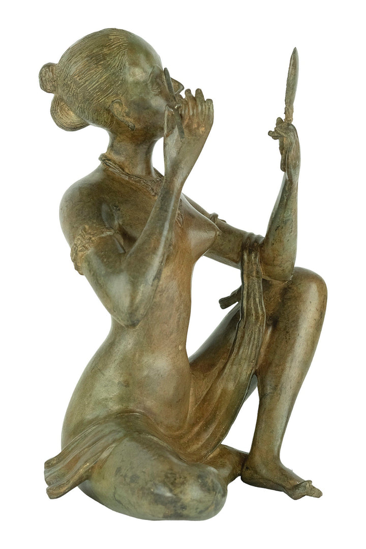 Bronze Sculpture of a Female Putting on Make-Up by the Pierre Chenet Foundry Art Deco Style Bronze Sculpture Art Deco Female Statue Art