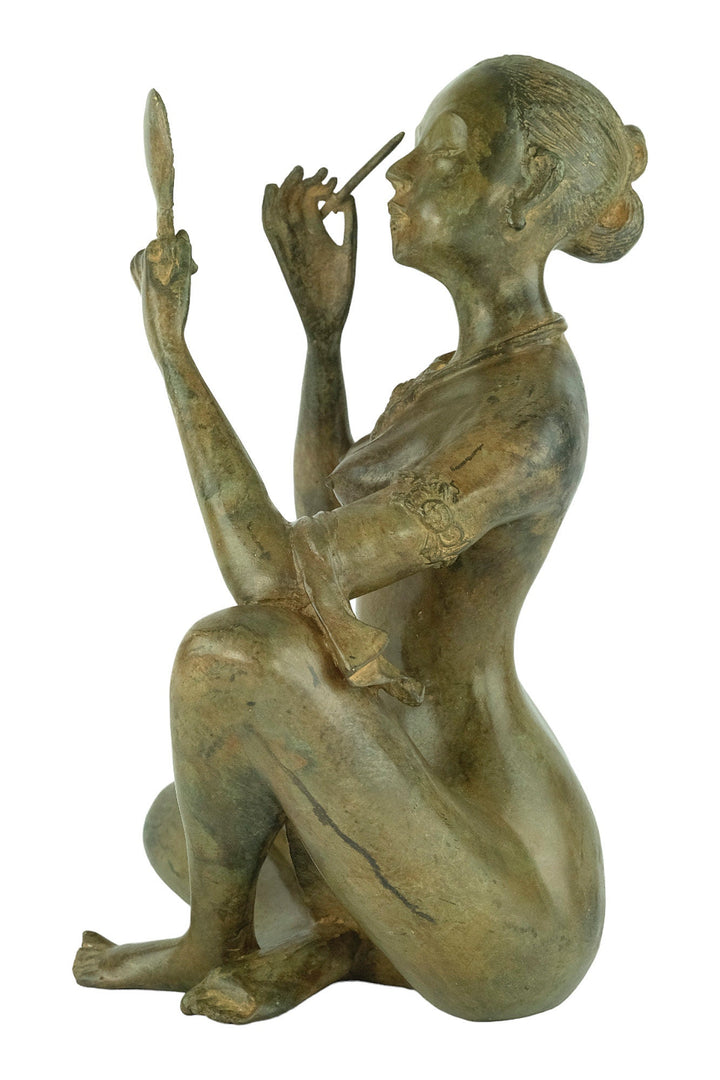 Bronze Sculpture of a Female Putting on Make-Up by the Pierre Chenet Foundry Art Deco Style Bronze Sculpture Art Deco Female Statue Art