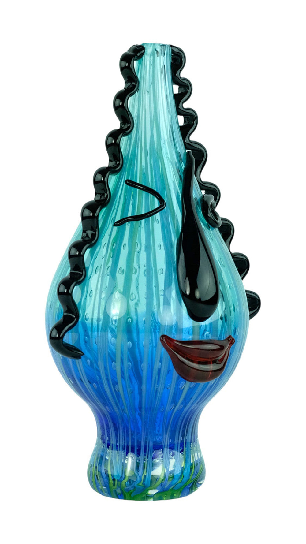 Abstract Glass Vase of a Winking Female with Curly Hair in Murano Style Decorative Vase Art Vase in Picasso Style Unique Vase in Glass