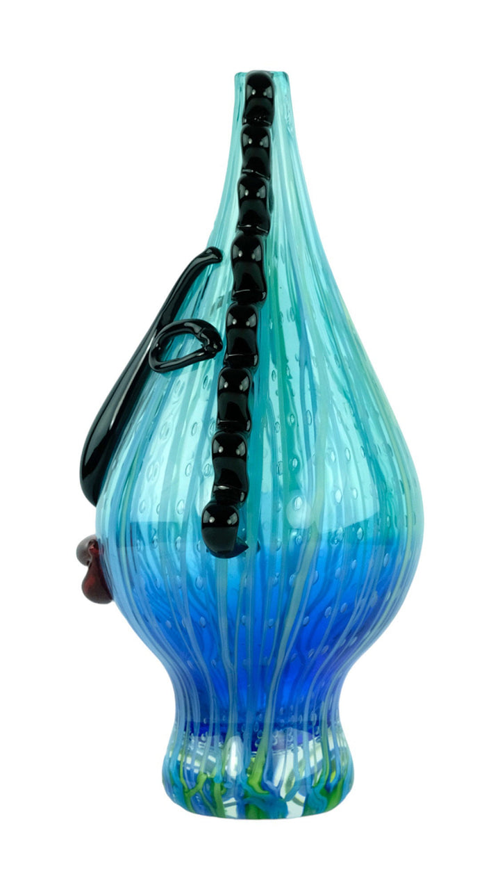 Abstract Glass Vase of a Winking Female with Curly Hair in Murano Style Decorative Vase Art Vase in Picasso Style Unique Vase in Glass