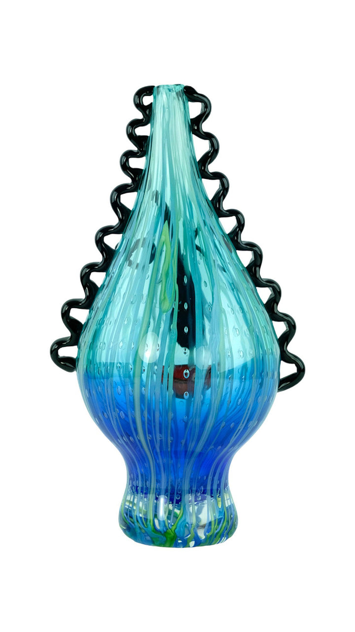 Abstract Glass Vase of a Winking Female with Curly Hair in Murano Style Decorative Vase Art Vase in Picasso Style Unique Vase in Glass