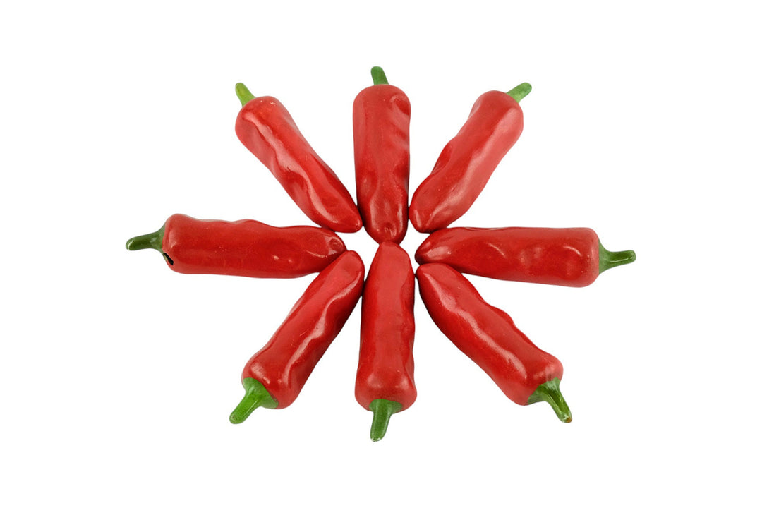 Set of Eight Ceramic Red Peppers as Decorative Objects Red Pepper Sculptures Vegetable Decoration Kitchen Decoration Red Pepper Lovers Gift