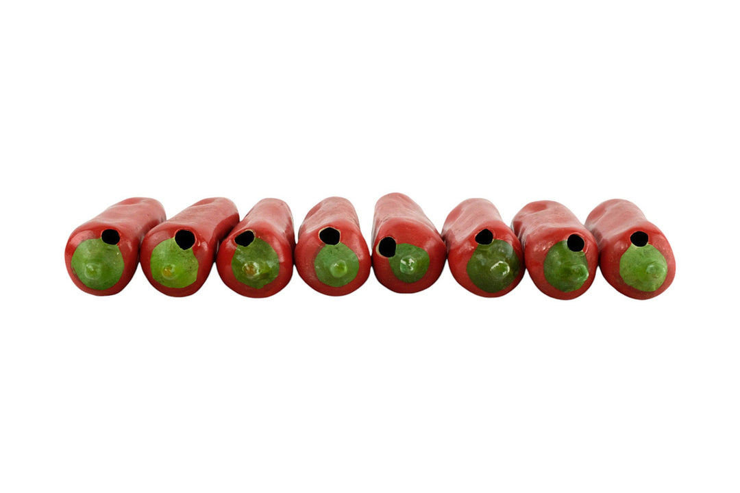 Set of Eight Ceramic Red Peppers as Decorative Objects Red Pepper Sculptures Vegetable Decoration Kitchen Decoration Red Pepper Lovers Gift