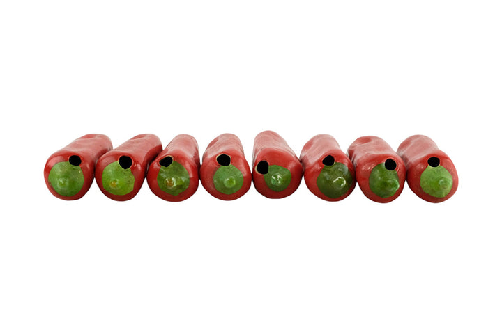 Set of Eight Ceramic Red Peppers as Decorative Objects Red Pepper Sculptures Vegetable Decoration Kitchen Decoration Red Pepper Lovers Gift